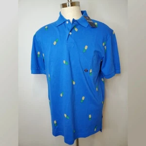 Chaps Royal Blue and Yellow Polo Shirt with Pineapples NWT Preppy Classic - Picture 1 of 4