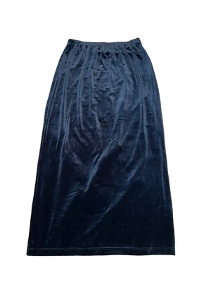 Chico's Design Skirt Womens Size 2 Black Velvet Polyester Elastic Waist Slit - Image 1 of 4