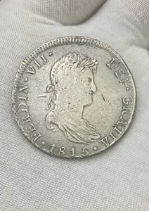 MEXICO - Ferdinand VII - 8 Reales 1815 Mo J.J.   DOUBLE DIE Both Sides - Picture 1 of 4