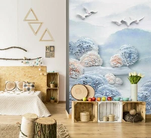 3D Blue Tree Seagull C972 Business Wallpaper Mural Self Adhesive Trade Amy - Picture 1 of 11