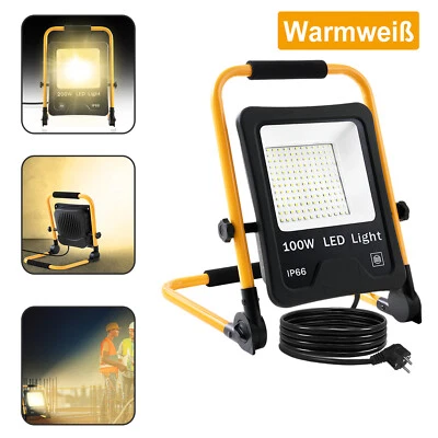 200W LED Baustrahler Fluter Flutlicht Stativ Scheinwerfer Beleuchtung Warmweiß - Bild 1 von 4