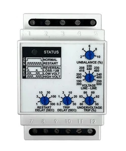 PMDU, MACROMATIC, Phase Monitor Relay, 190-500V 10A Dpdt, Phase Loss - Picture 1 of 4