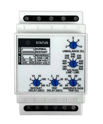 PMDU, MACROMATIC, Phase Monitor Relay, 190-500V 10A Dpdt, Phase Loss - Image 1 of 4