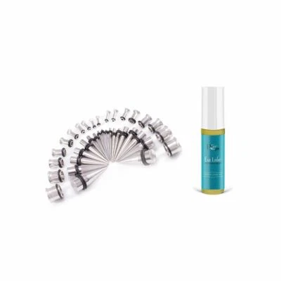 Kit de estiramiento de orejas conos y túneles 36 piezas y lubricante calmante para el cuidado Foto 1 de 4