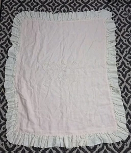 Pom Pom At Home Big Pillow Pink Ruffle Embroidered Baby Girl Nursery Linen 28x36 - Picture 1 of 13