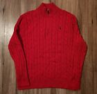 Polo Ralph Lauren Cotton Cable Half Zip Crewneck Sweater Men&#39;s Size XL Candy Red