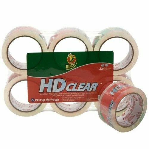 Duck CS-55-6PK 1.88in. x 55yd Long Heavy Duty Packaging Tape 6 Pieces - Clear