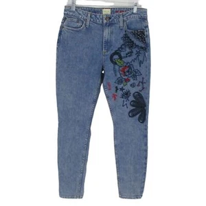 Alice & Olivia AO LA Jeans Womens 30 Embroidered Y2K Tapered 90s Stretch Denim - Picture 1 of 12