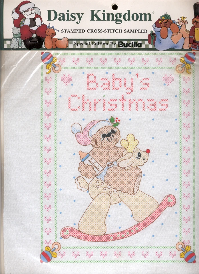 DAISY KINGDOM STAMPED CROSS STITCH SAMPLER BABY'S CHRISTMAS - Image 1 of 1