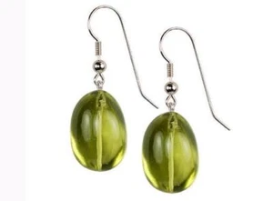 Verde Oro Limone Citrino Ovale Goccia Argento 22x17 MM Orecchini - Foto 1 di 1