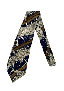 Vintage 90er STRUKTUR Le Collezioni Herren blau römische Szene Seide Hals Herren Krawatte - Bild 1 von 4
