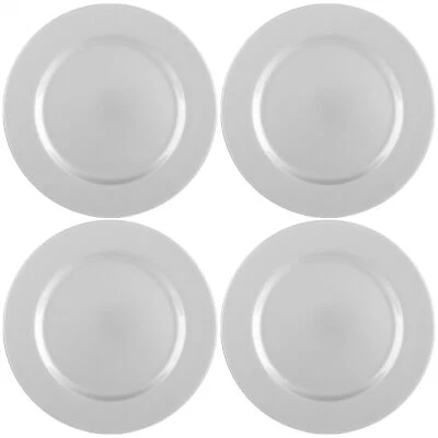 4x Platzteller silberfarben glänzend - Unterteller als Tischdekoration - Bild 1 von 4