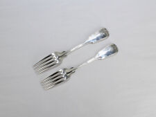 Pair of Antique Coin Silver Fiddle Thread Forks by William Tenney of NYC