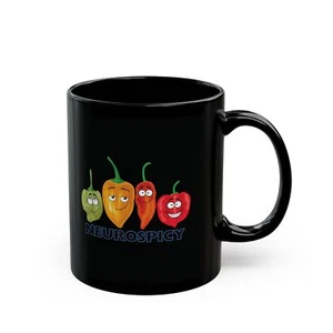 Schwarzer Becher (11oz, 15oz) Neurospicy Happy Peppers (schwarz) - Bild 1 von 5