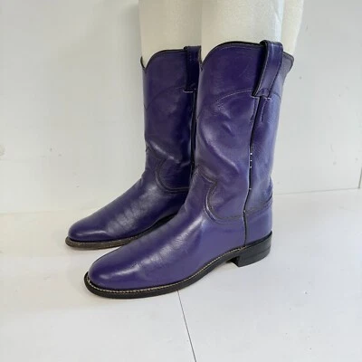 Botas de Vaquero Justin Roper De Colección Para Mujer Talla 5.5B Púrpura Western L3758 Hechas en EE. UU. Foto 1 de 4