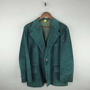 Vintage Sears Sport Mantel Herren 42R grün Cord 2 Knöpfe 70er breites Revers Disco - Bild 1 von 17