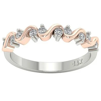 14K Two-Tone Gold Wedding Ring Natural Round Diamond I1 G 0.30 Carat Prong Set - Image 1 of 4