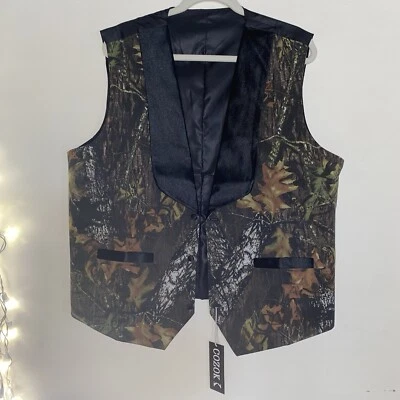 COZOK Camo Vests for Men Wedding Shawl Lapel Single Breasted Prom Vest XL - Image 1 of 4