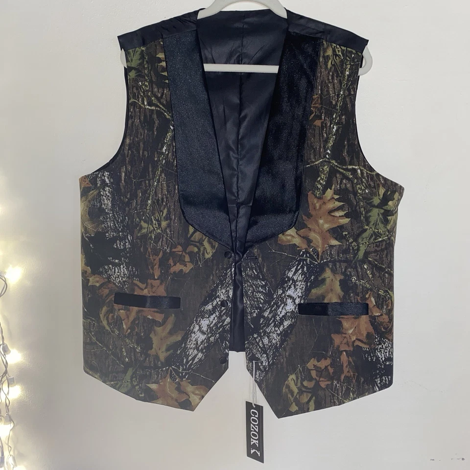 COZOK Camo Vests for Men Wedding Shawl Lapel Single Breasted Prom Vest XL - Image 1 of 4