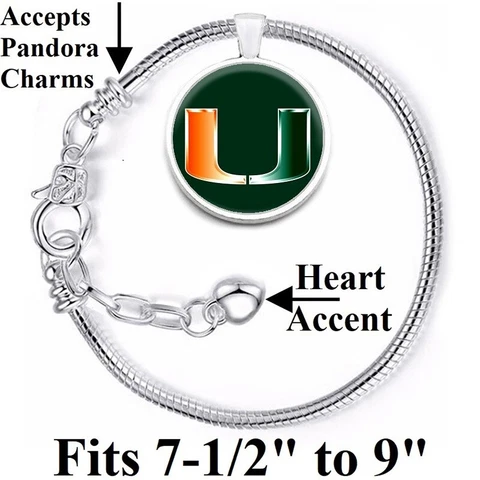 Miami Hurricanes University Womens Sterling Silver Bracelet Jewelry Gift D10 Cover