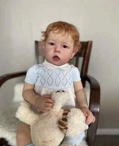 28inch Lifelike Reborn Baby Doll Toddler Boy Liam With Hand Rooted Orange Hair - Picture 1 of 8
