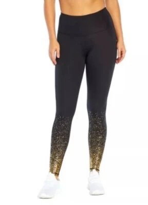 Marika 27" Black Ombré Gold Shimmer Pocket Leggings, Medium, New - Image 1 of 3