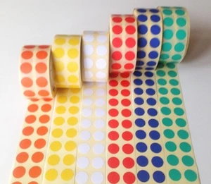 Coloured Dot Stickers Round  Circle 12mm diameter 2500 per roll Various Colour - Picture 1 of 9