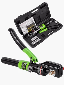 10 Tons Hydraulic Wire Battery Cable Lug Terminal Crimper Crimping Tool with 9 P - Picture 1 of 12