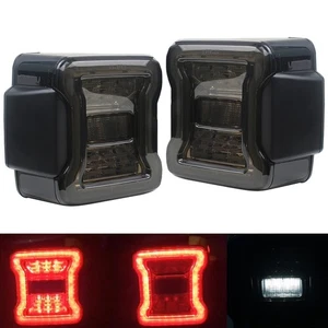 Left & Right Smoked Tail Lights LED Brake Turn For Jeep Wrangler JK 2007-2017 - Picture 1 of 14