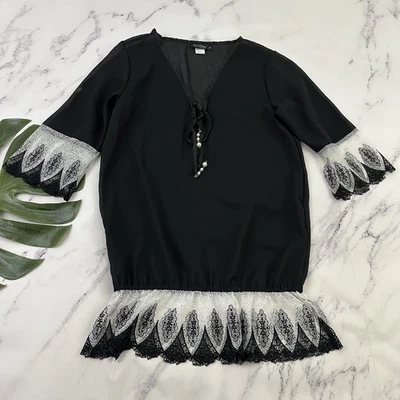 Mini Vestido Beach Bunny Y2k Tiempo Parcial Amante Cubrir Talla M Negro Blanco Encaje Foto 1 de 4