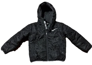 Nike Toddler Boys Quilted Swoosh Puffer Hooded Black Jacket 4-5 Years Old H866 - Picture 1 of 12
