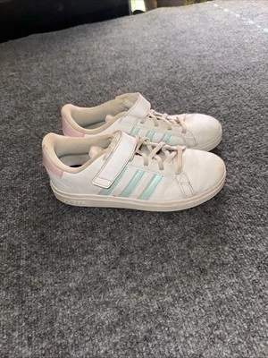 Adidas Grand Court "Blanco Azul Rosa" Zapatos Informales Niños Grandes, Talla 3 Foto 1 de 4