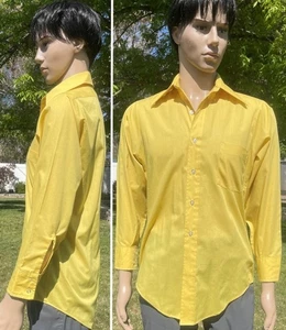 vintage 60s VAN HEUSEN no iron gold shirt dacron vanopress dagger collar mens SM - Picture 1 of 13