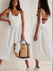 Free People Dylan Midi Dress White Women's Sz S - Picture 1 of 5