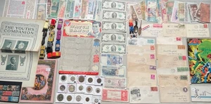 Antik Vintage Sammlerstücke Lot 224 Trödel Schublade Münzen Karten Sammlerstücke Briefmarken - Bild 1 von 24