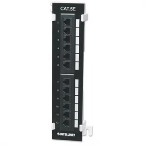 Intellinet 12-Port Cat5e Patchpanel zur Wandmontage UTP Schwarz 162470 - Bild 1 von 4