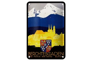 Blechschild Reise 12x18 cm Berchtesgaden die Perle der bayrischen Alpen Schild - Bild 1 von 5