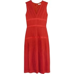 NWT Altuzarra Mari Pleated Gauze Dress Windsor Red Womens Size 44 IT | 10 US NEW - Picture 1 of 16