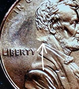 2000-D Lincoln Memorial Cent Satin Finish Mint Error Strike Through Collar Cud - Picture 1 of 11