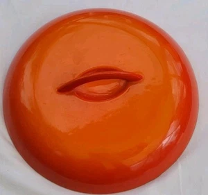 Vintage Descoware Enamel Cast Iron Lid 8" Orange Flame – Made in Belgium - Picture 1 of 6