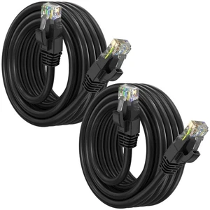 2er Pack Cat 6 Ethernet Kabel 12 Fuß, High Speed LAN Patch Netzwerkkabel UTP schwarz - Bild 1 von 8