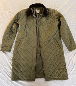 Vintage L.L. Bean Damen Stepp Scheunenmantel Olivgrün Cord Thermore Small - Bild 1 von 20