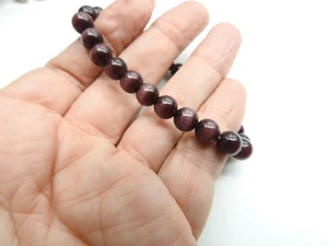 Purple Glass Cat's Eye Beaded Stretch Bracelet Vintage - Picture 1 of 3