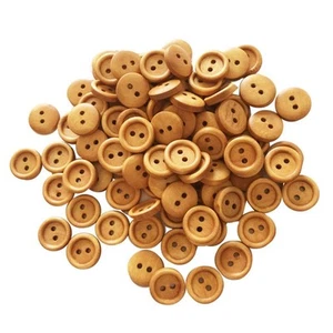 100Pcs Wood Buttons for Sewing 2 Holes Round Brown Clothing - Picture 1 of 9