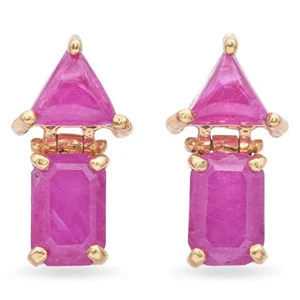 14k Yellow Gold Ruby Drop Earrings - Picture 1 of 6
