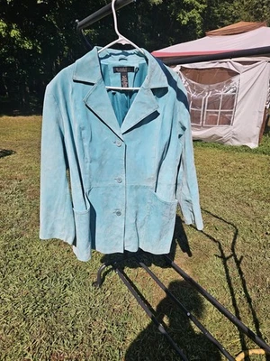 Dialogue бирюзовый Lihht синий 100% замша куртка Blazer 1 X - Изображение 1 из 4