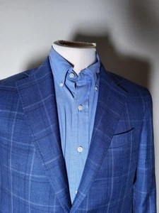 Abrigo Chaqueta Blazer 46R Reda Peso Pluma Azul Blanco Negro Sin Construir Lana Cuadros - Imagen 1 de 9