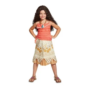 Disney Moana Dress Costume Girls Size S 6/6X Dress Up Imaginative Halloween NEW - Picture 1 of 4