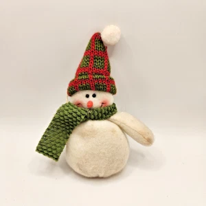 Snowman with Green Scarf and Red Green Hat Hanging Winter Christmas Ornament - Picture 1 of 2