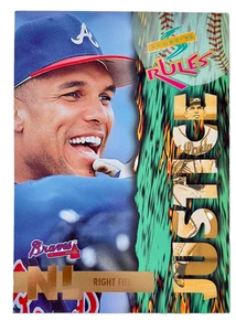 David Justice 1995 Score RULES JUMBO 8X10 Insert /3000, Atlanta Braves NMMT - Picture 1 of 3